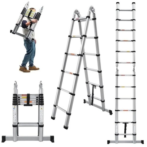 Aluminum telescopic ladder - aluminum,