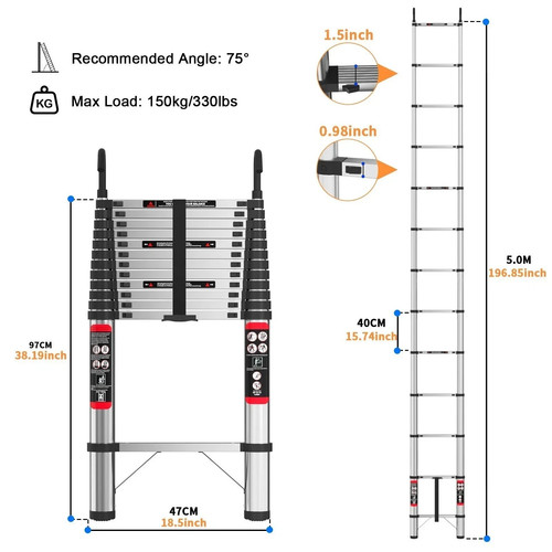 2m telescopic ladder - 6.2m,